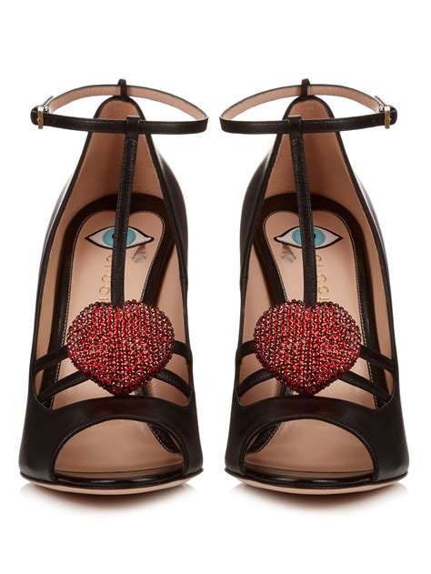 gucci molina heart heels|GUCCI Nappa Molina Heart Pumps Heels 38.5 Black Red.